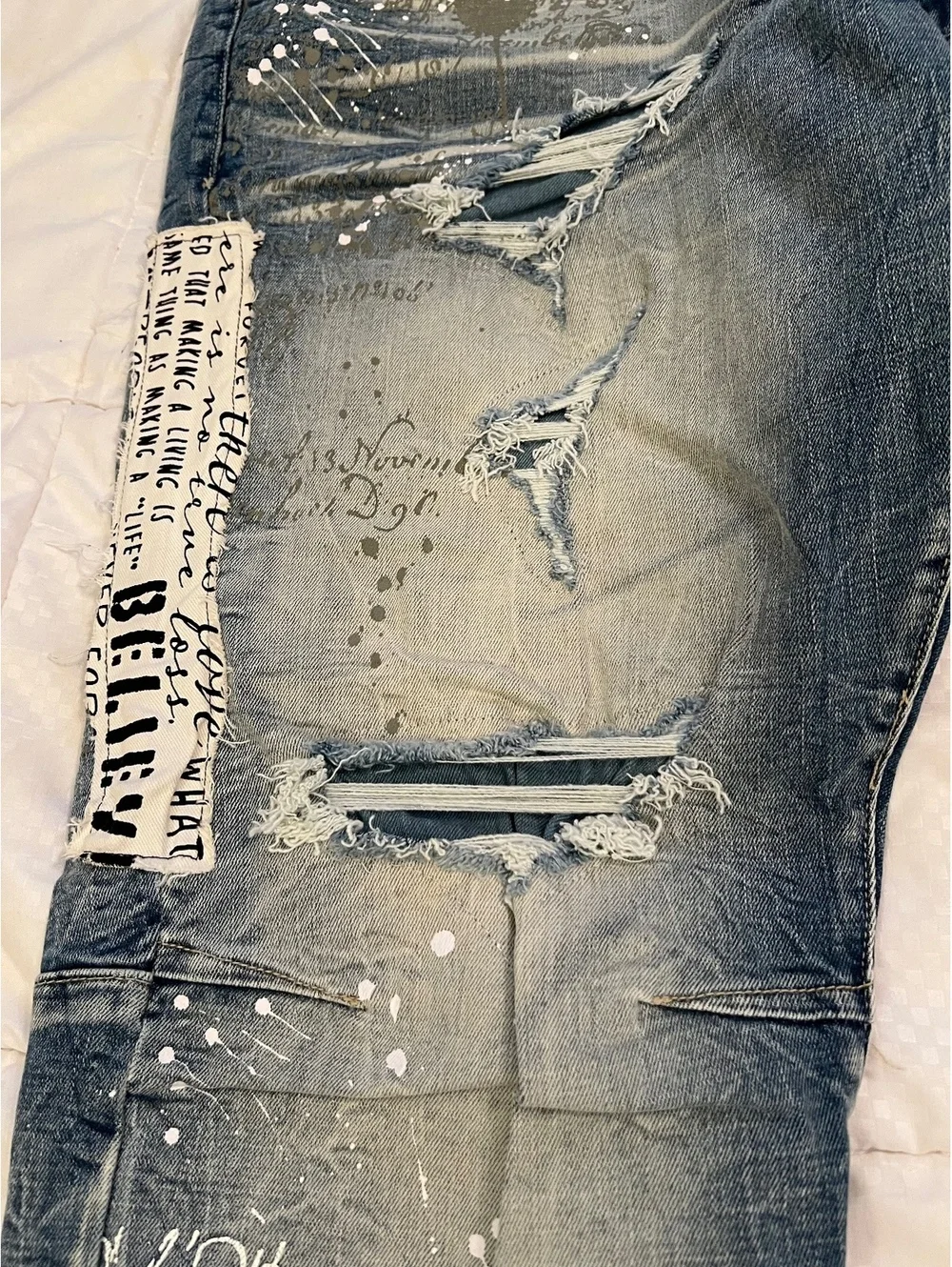 NEW Y2K Smoke Rise 48”x32” distressed jeans graffiti writing